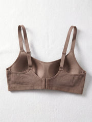 Comfortable Sandalwood Casual Stripe Wireless Soft Cup Solid Bralette