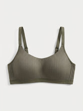 Comfortable Sage Casual Stripe Wireless Soft Cup Solid Bralette