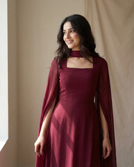 Cape Sleeve Palace Style Bodycon Dress