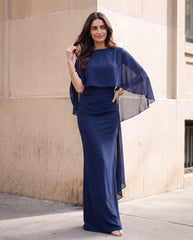 Poncho Design Fitted Elegant Dress