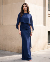 Poncho Design Fitted Elegant Dress