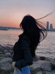 Women Solid Color Casual Blouse Shirt