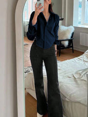 Women Solid Color Casual Blouse Shirt