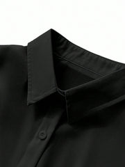 Solid Color Single-Breasted Casual Loose Long Sleeve Shirt