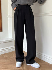 Joudiya Women's Casual Business Solid Color Straight Leg Pants