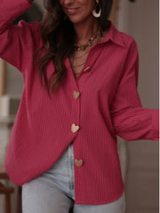 Loose Silhouette Minimalist Commuter Pink Striped Casual Shirt