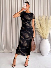 Women's Fashionable Printed Short Sleeve Dress