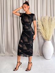 Women's Fashionable Printed Short Sleeve Dress