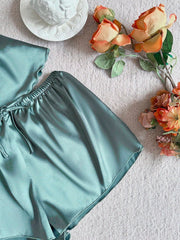 Summer Elegant Solid Color Camisole & Shorts Pajama Set Satin Pajama Set