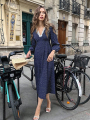 Fall Dress Polka Dot DressFrench Women's Polka Dot Dress With Lace Stitching Waist Design, Slimming Waist