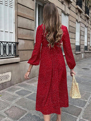 Women's French Style Floral Lace Patchwork Polka Dot Dress