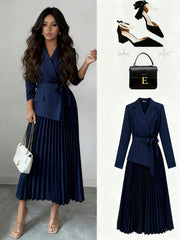 Casual And Versatile Elegant Commuting Dress With A Patchwork Suit Collar