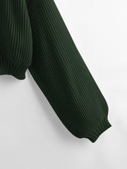 Solid High Neck Lantern Sleeve Sweater