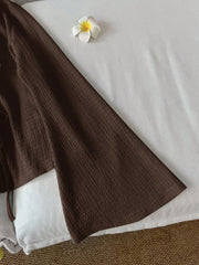 Casual Solid Color V-Neck Flare Sleeve Twist Front Blouse