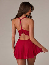 2pcs Set Sexy Lace & Mesh Backless A-Line Dress