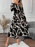 SHEIN Clasi Allover Print Belted Shirt Dress
