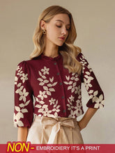 Women's Elegant Commuting Floral Print Puff Sleeve Blouse