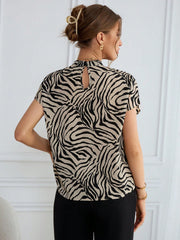 Leopard Shirt Women's Summer Commuting Leopard Print Wide Strap Shirt