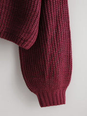 Solid Drop Shoulder Crop Sweater