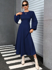 Women Fall Plain Simple Everyday Long Sleeve Summer Dress