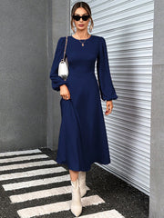 Women Fall Plain Simple Everyday Long Sleeve Summer Dress