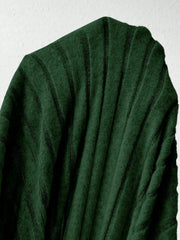 Solid Color Knitted Fleece V-Neck Long Sleeve A-Line Dress