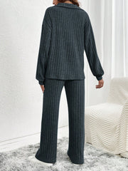 2pcs Women Winter New Apricot Basic Warm Homewear Set