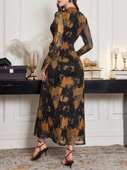 Women's Elegant Tie-Dyed Printed Twist Waist Dress