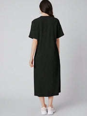 Drop Shoulder Solid Dress T Shirt Dress