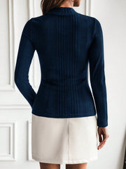 Mock Neck Button Detail Tee