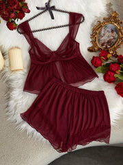 Mesh Underwire Thin Cup Sexy Lingerie Set