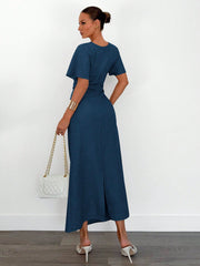 Women's Solid Color Linen Blended Summer Dress