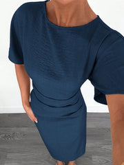 Women's Solid Color Linen Blended Summer Dress