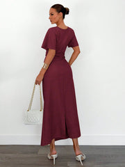 Women's Summer Solid Color Linen Blended Dress