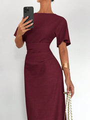 Women's Summer Solid Color Linen Blended Dress