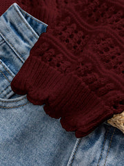 Women's Autumn/Winter Casual Solid Color Textured Hollow Out Knit Cardigan