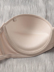 Casual Plain Medium Stretch Strapless Bras With Padded Cups And Backless Design For Everyday Wear