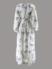 Chiffon Floral Print Puff Sleeve Dress