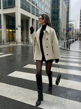 Elegant Beige Wool Blend Windbreaker Jacket