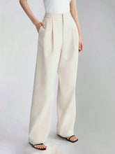 Women's High Waist Side Pocket Wide Leg Suit Pants