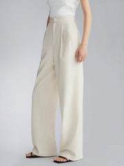 Women's High Waist Side Pocket Wide Leg Suit Pants