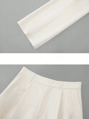 Women's High Waist Side Pocket Wide Leg Suit Pants