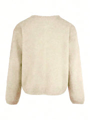 Women's Solid Color Long Sleeve Bow Button Loose Knit Cardigan