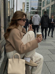 Solid Color Pocket Button Lapel Casual Commuter Street Woolen Coat