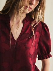 V-Neck Bubble Sleeves Summer Shirt