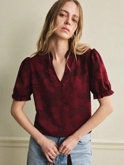 V-Neck Bubble Sleeves Summer Shirt
