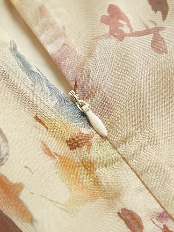 Floral Print Long Sleeve Vacation Style Elegant Dress