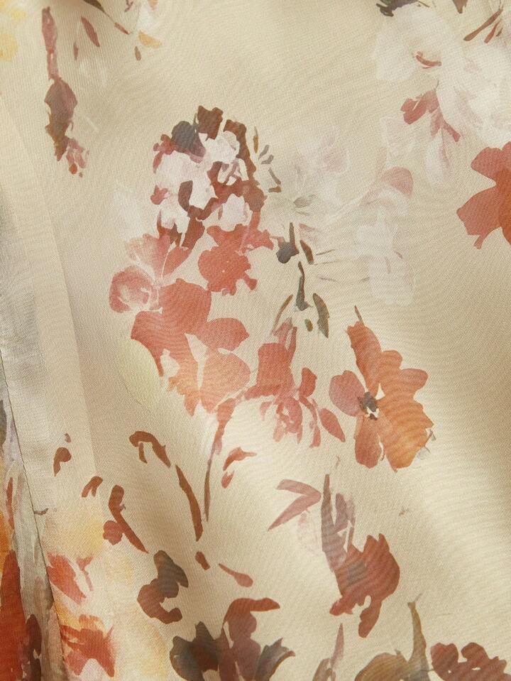 Floral Print Long Sleeve Vacation Style Elegant Dress