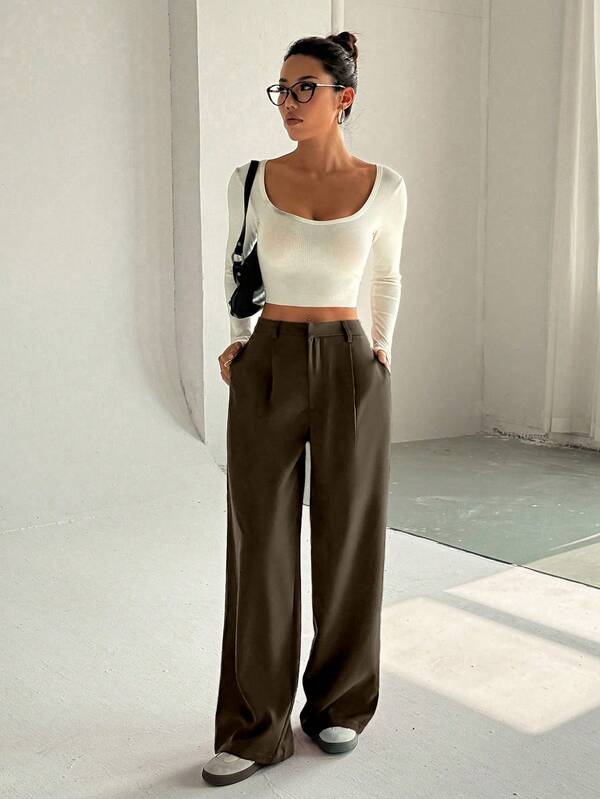 Premium High-Waist Elegant Slimming Wide Leg Pants