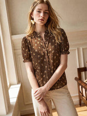Petal Sleeve All-Over Print Summer Shirt